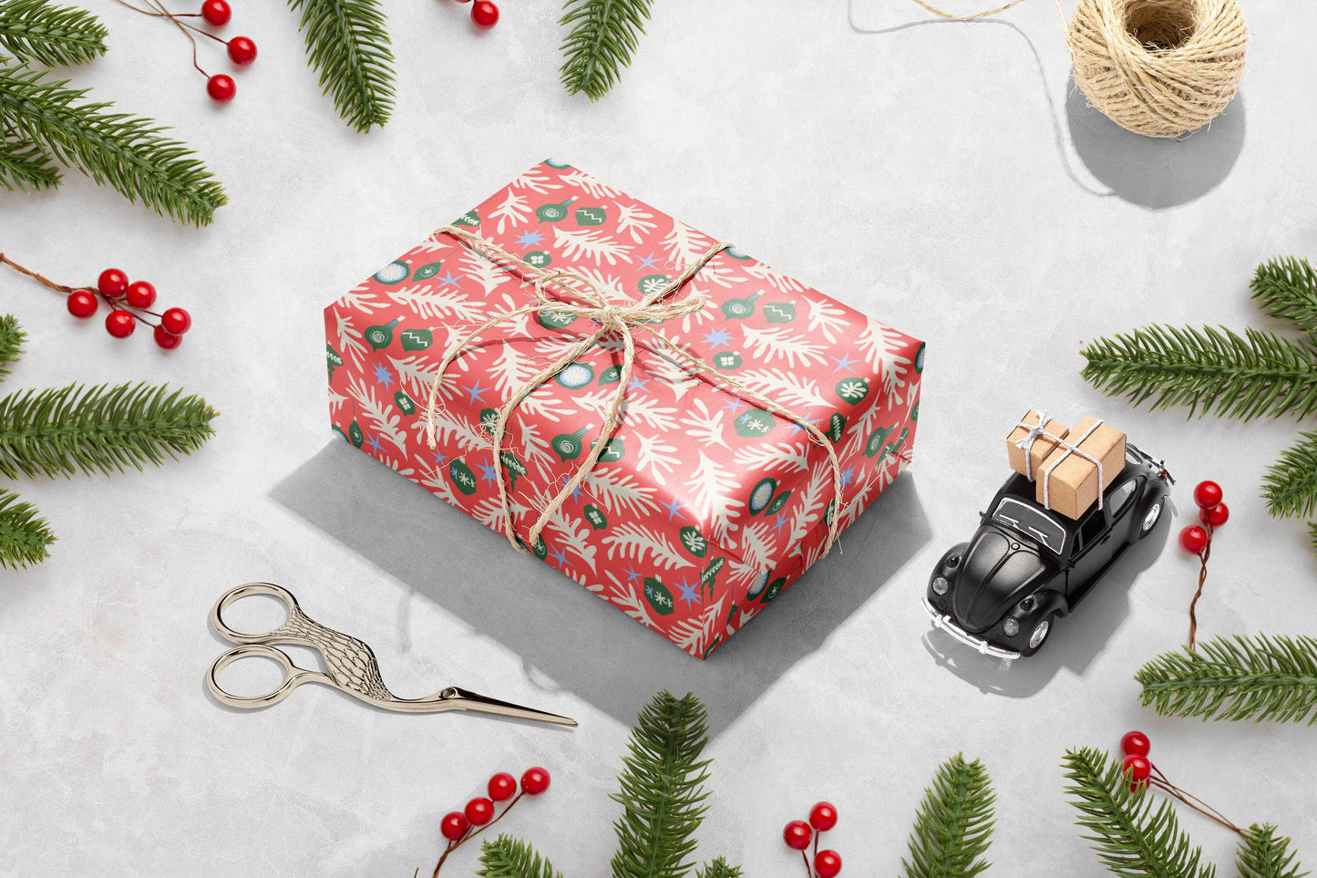 Luxury Henri Matisse Inspired Gift Wrap, Christmas Wrapping Paper, Festive Wrapping Paper, Red and Green Gift Wrapping Paper