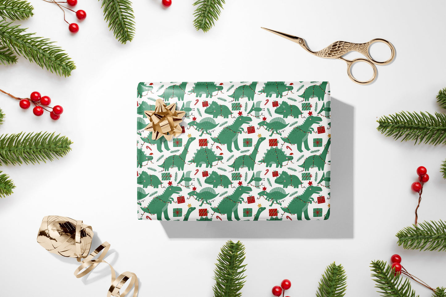 Christmas Dinosaur Wrapping Paper, Dinosaur Christmas present Wrap, Dinosaur Xmas Paper, Kids Xmas Wrapping Paper, Dino Gift Wrap