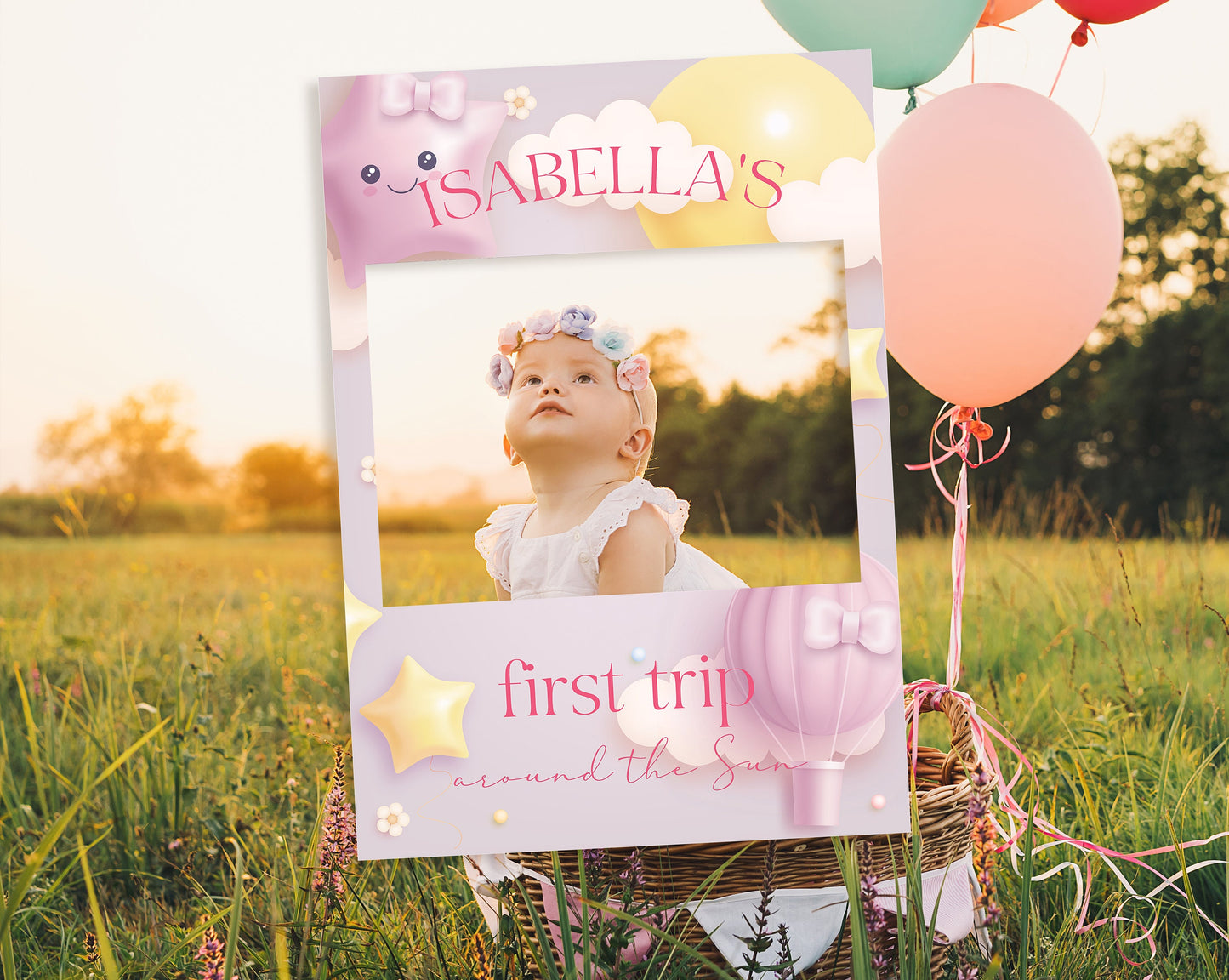 First Trip Around The Sun Birthday Selfie Frame, First Birthday Party Frame Sign, First Birthday Party Decorations, Space Theme Birthday