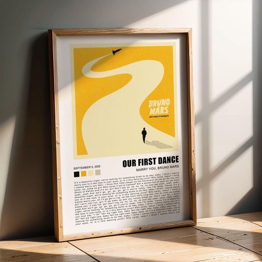 Song Lyrics Poster Album Cover Style, First Dance Wedding Song Favourite Song Lyrics Premium Poster, Sold as Unframed Poster