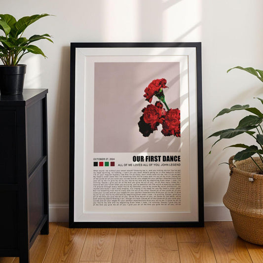 Song Lyrics Poster Album Cover Style, First Dance Wedding Song Favourite Song Lyrics Premium Poster, Sold as Unframed Poster