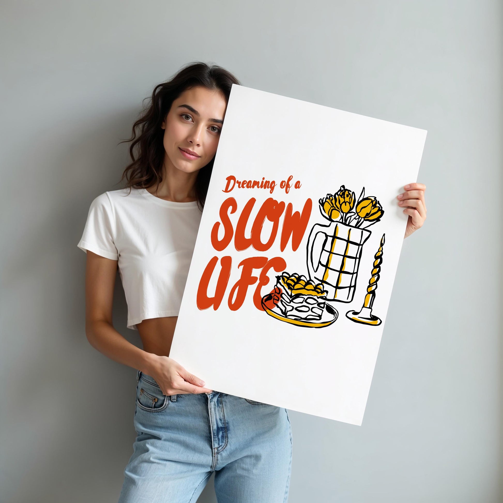 Digital kitchen wall art with hygge vibes and slow life inspiration for modern homes