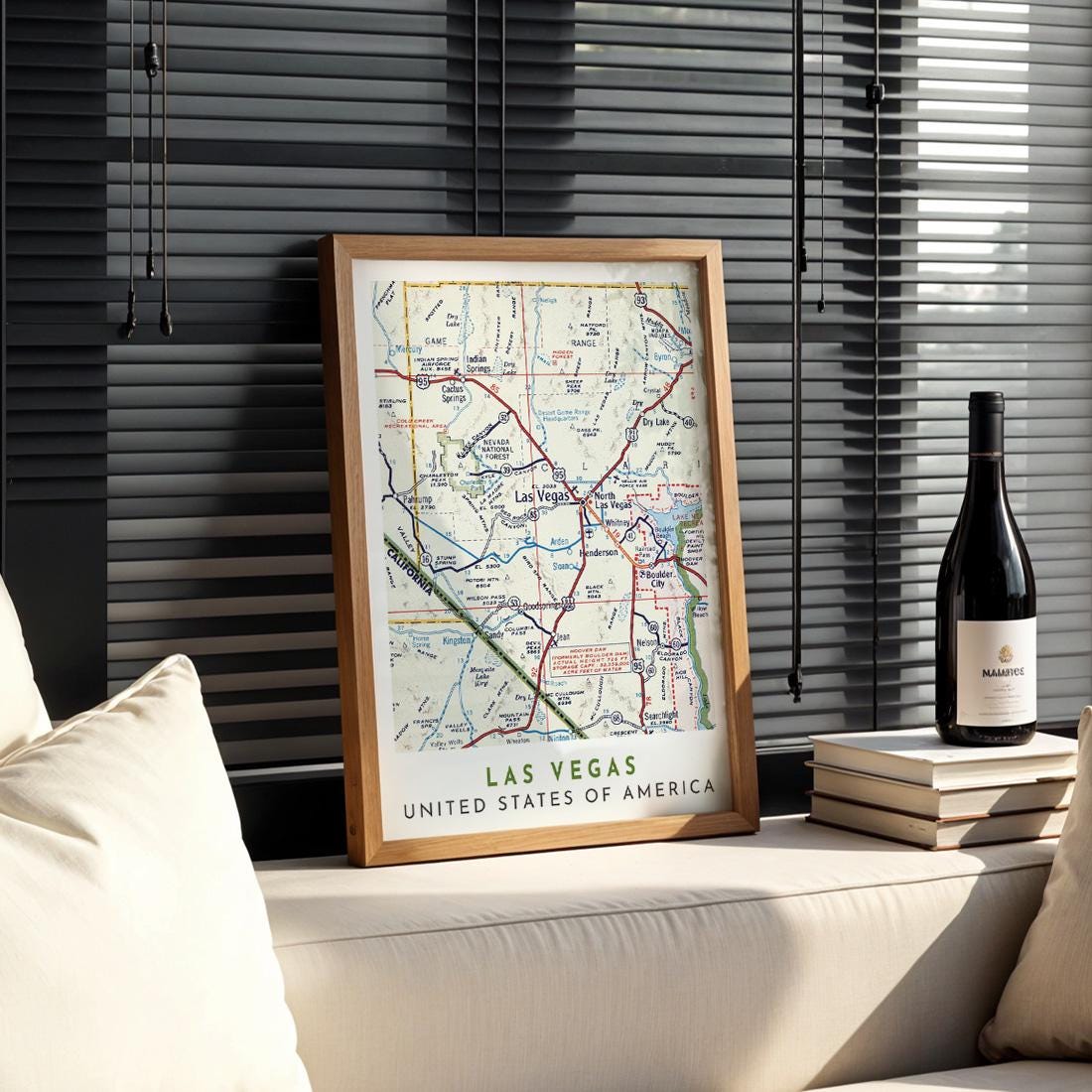 Las Vegas Vintage Map Poster, Nevada City Wall Art (Digital Download)