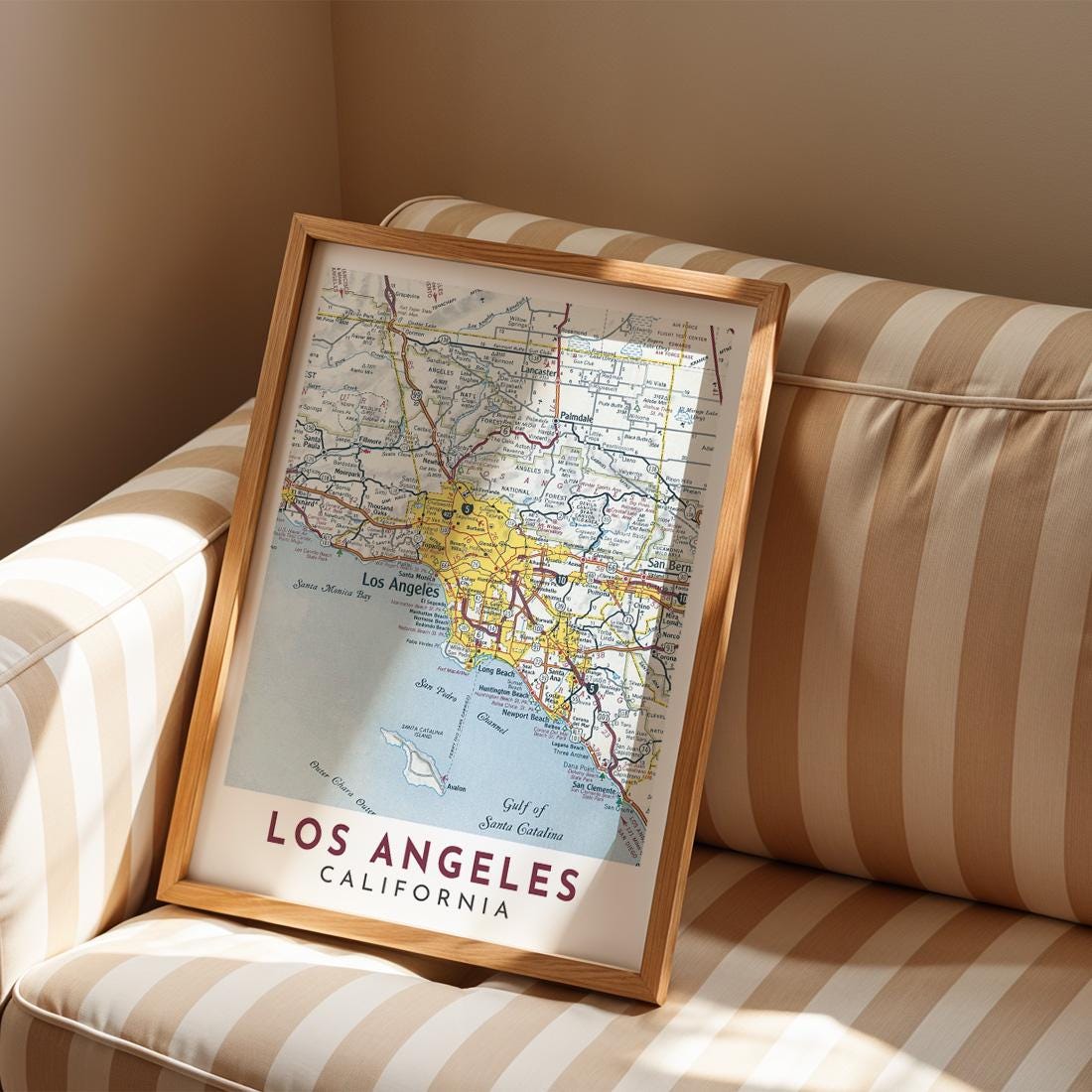 Vintage Los Angeles Map Print, California Travel Poster (Digital Download)