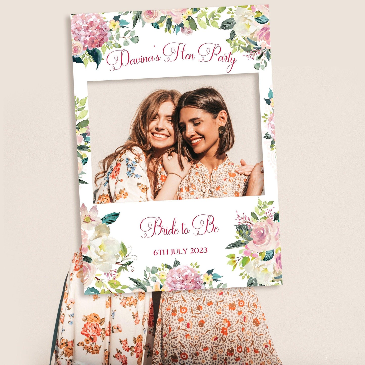 Pink Floral Hen Party Selfie Frame and Party Sign - Smart Party Shop