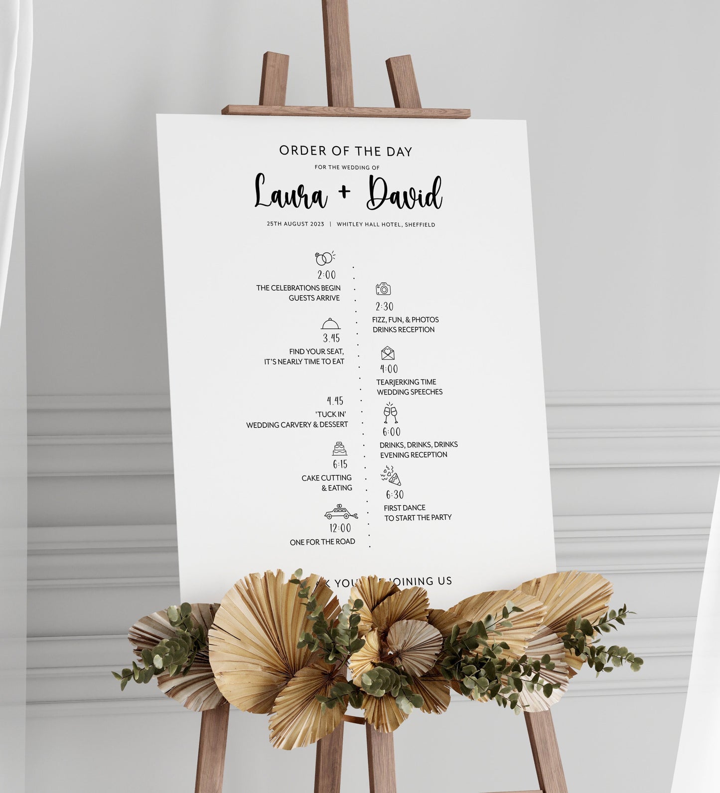 Minimalist Wedding Order of Events Sign