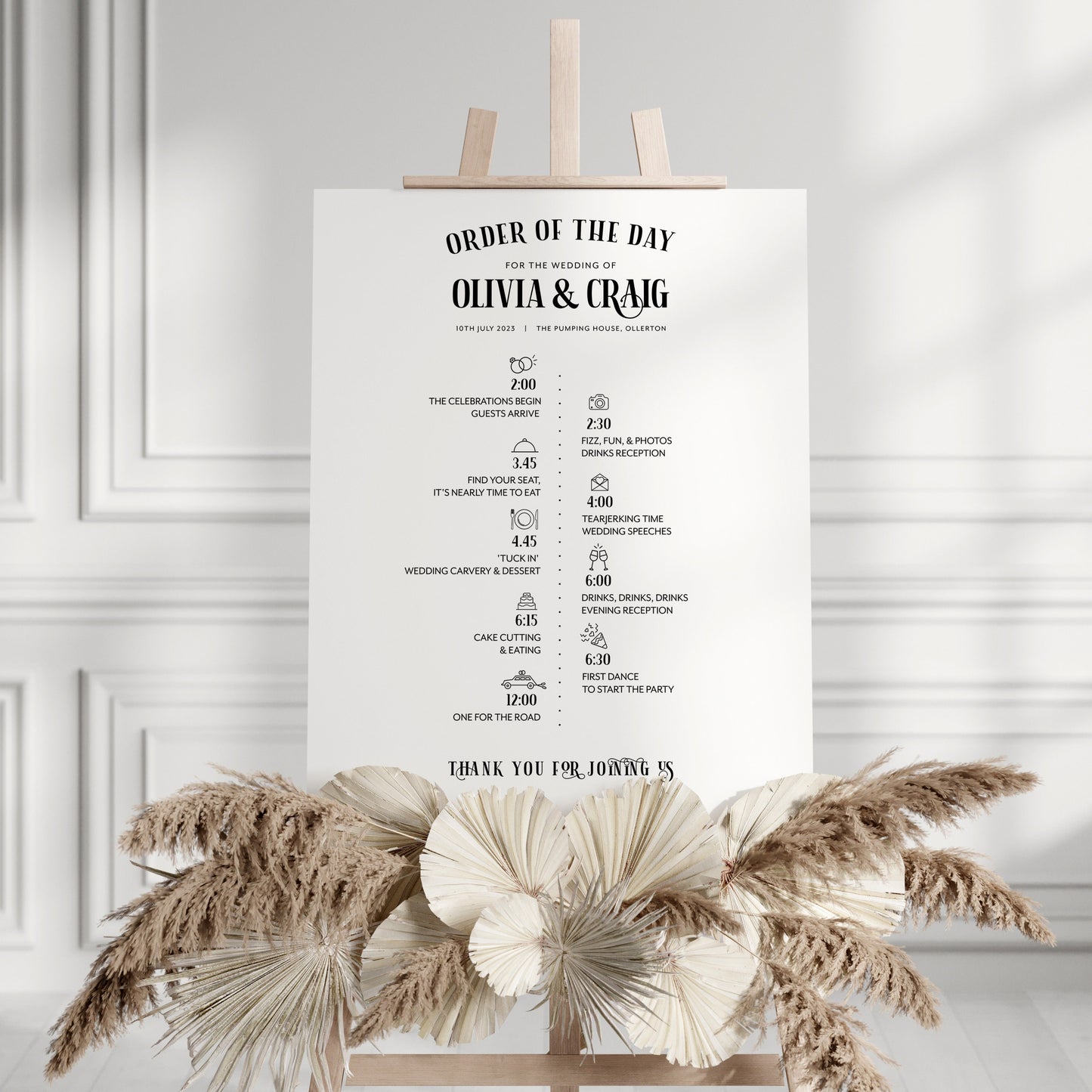 Black & White Minimalist Timeline Sign