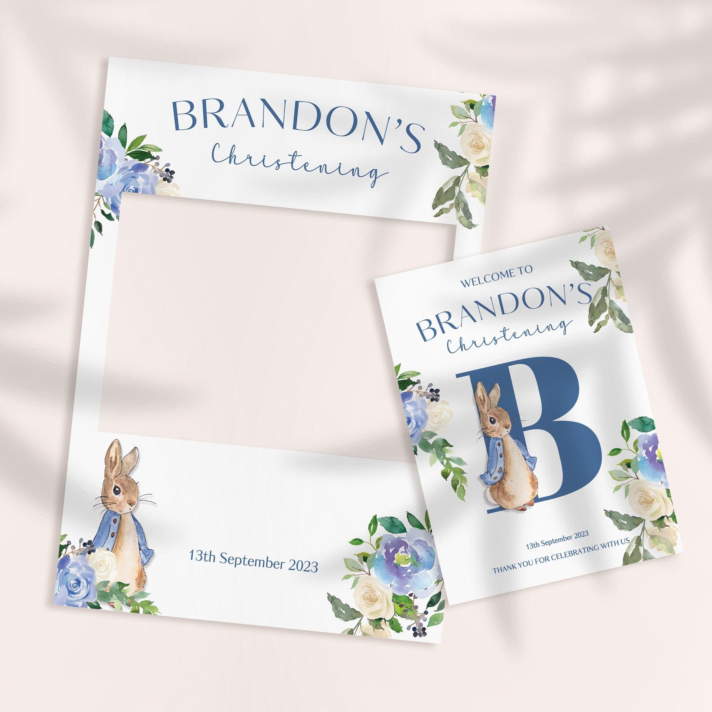 Peter Rabbit Christening Selfie Frame & Sign Smart Party Shop