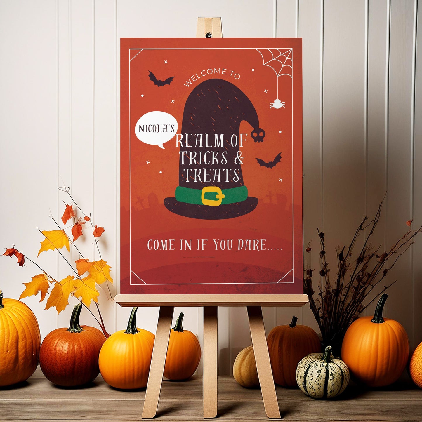 Witches Hat Halloween Party Sign