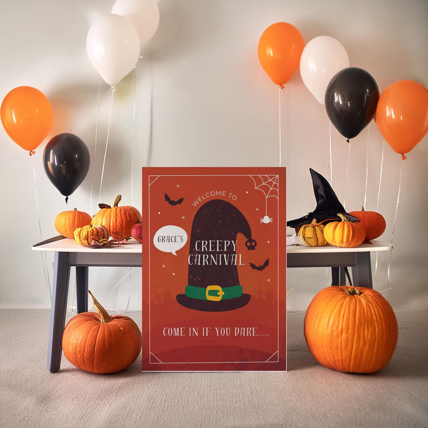 Witches Hat Halloween Party Sign