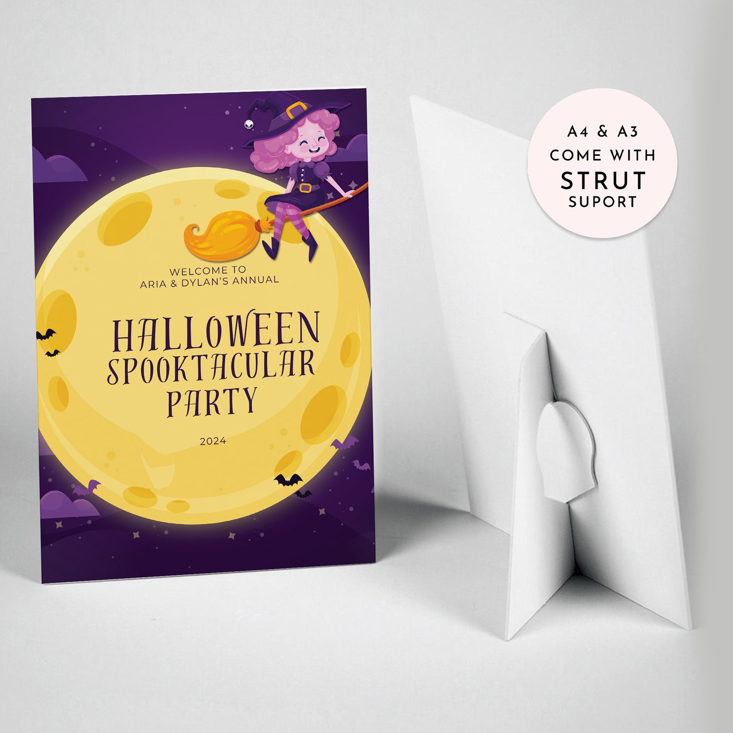 Moon & Witch Halloween Party Selfie Frame and Matching Sign