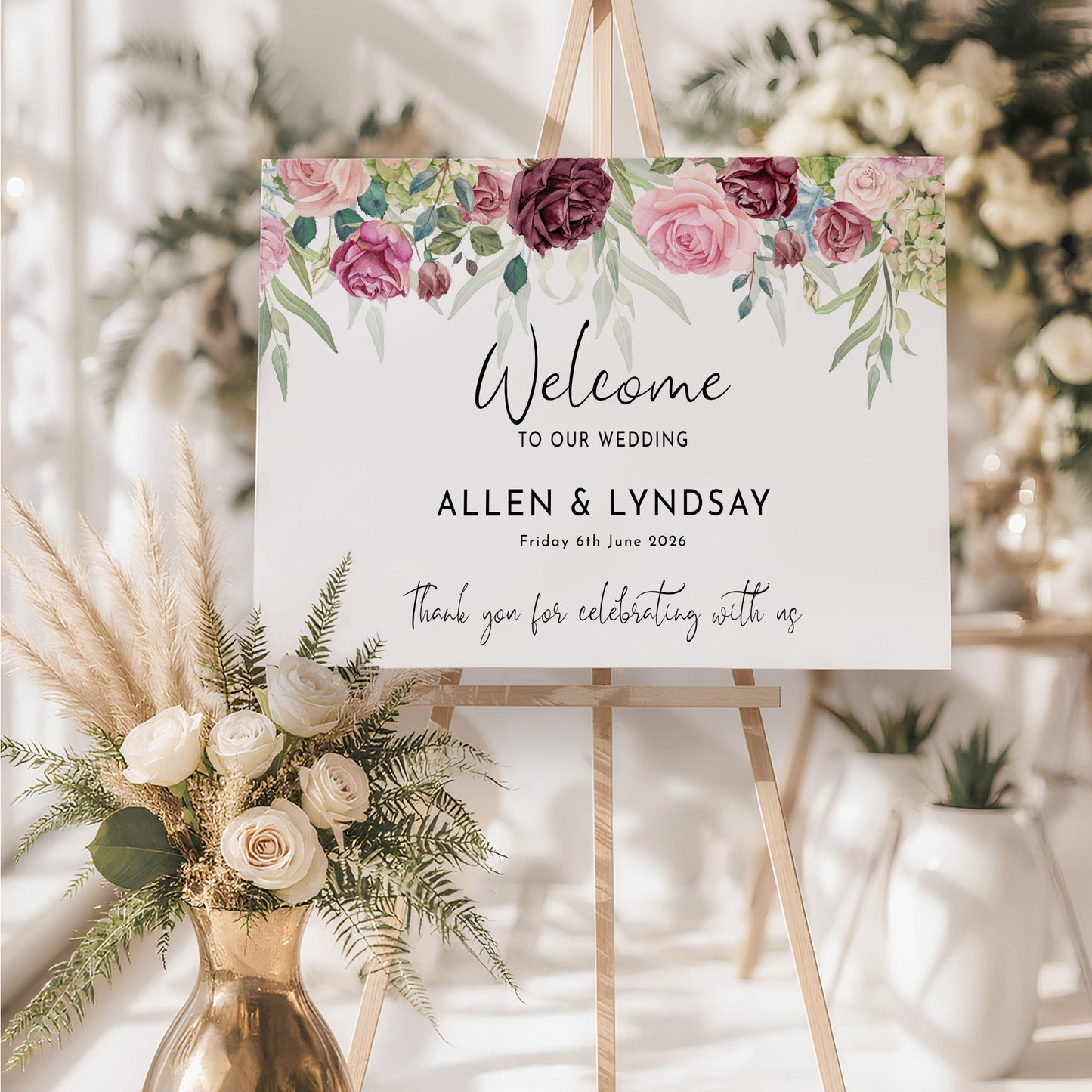 Blush Rose Wedding Welcome Sign