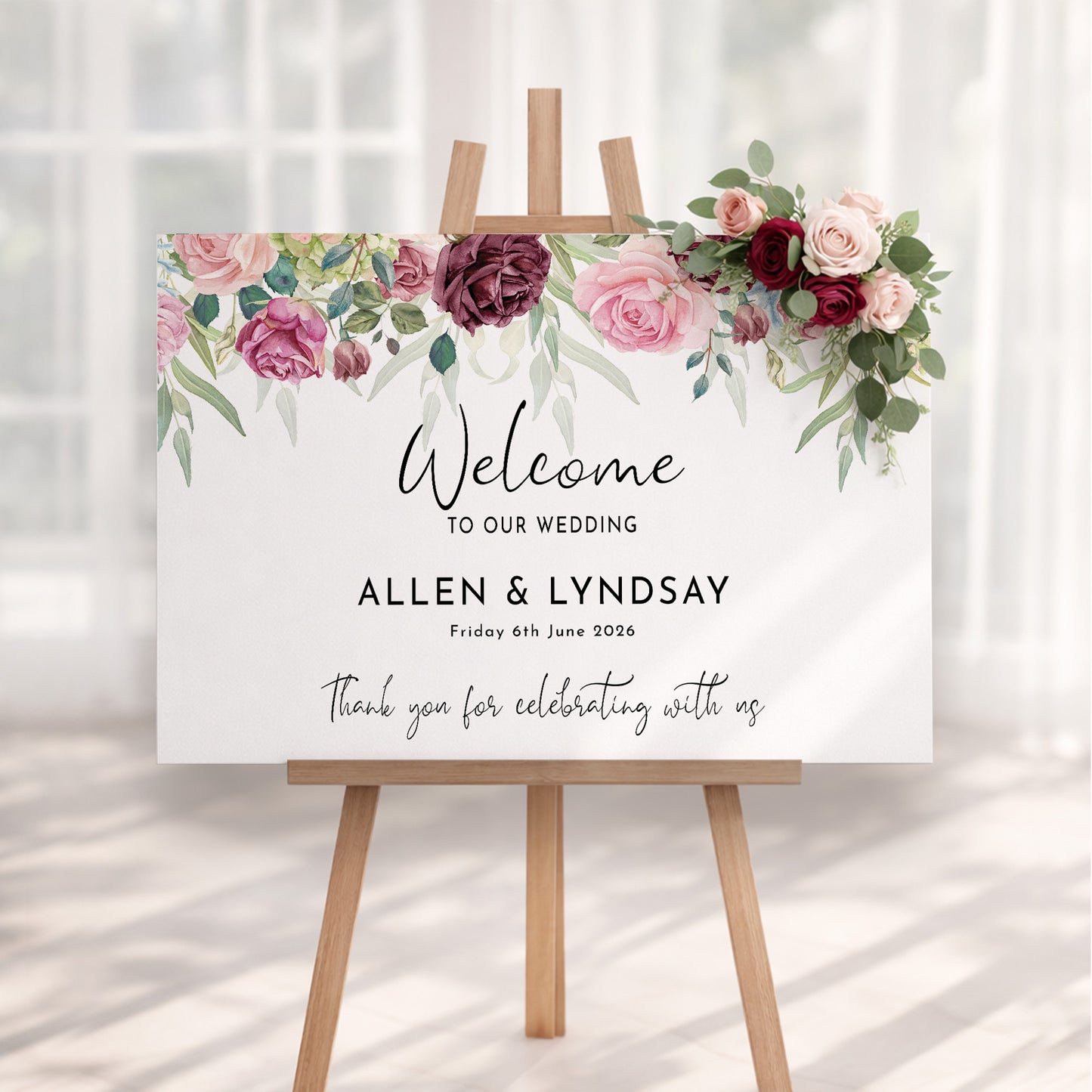 Blush Rose Wedding Welcome Sign