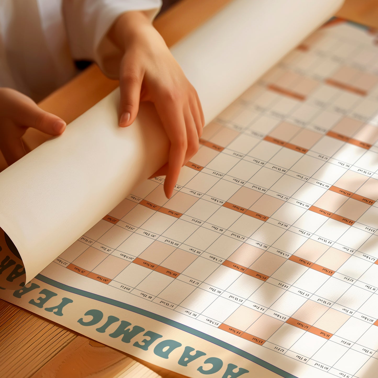 Academic A1 Printed Wall Calendar 2025-2026,  Retro Design