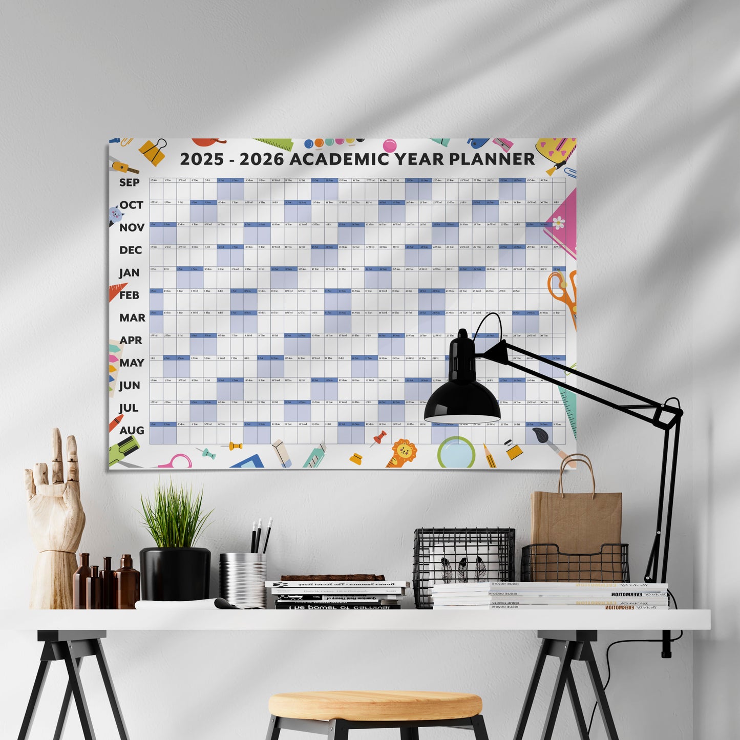 A1 Student Academic Wall Calendar 2025-2026