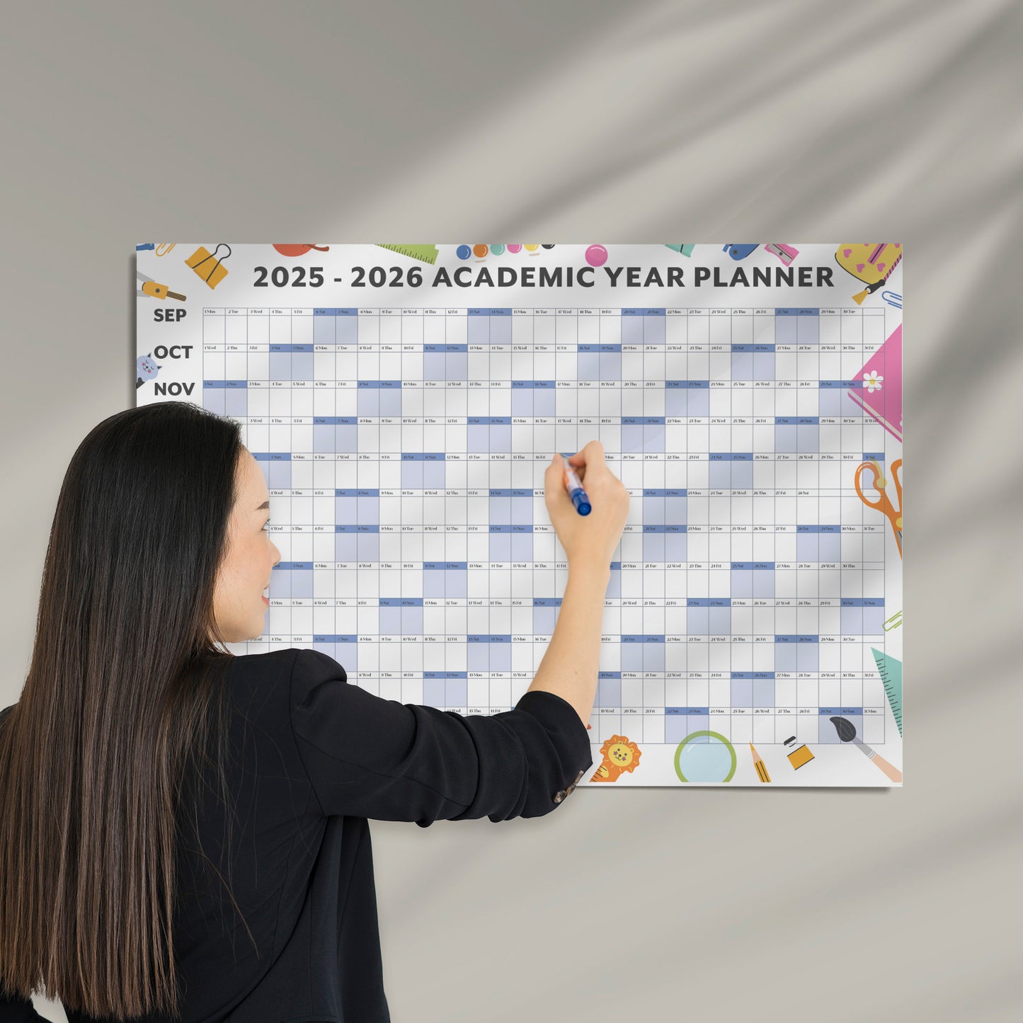 A1 Student Academic Wall Calendar 2025-2026