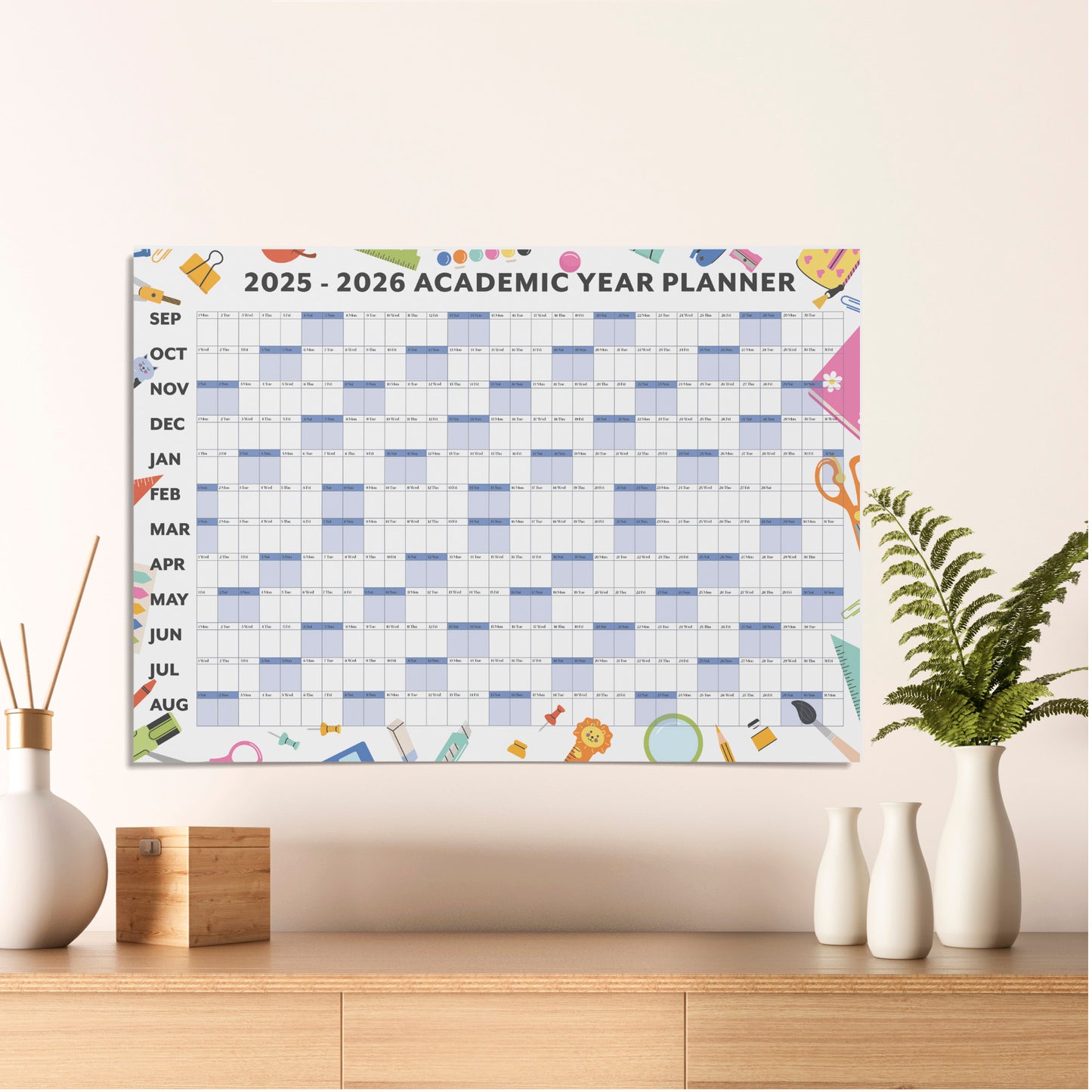 A1 Student Academic Wall Calendar 2025-2026