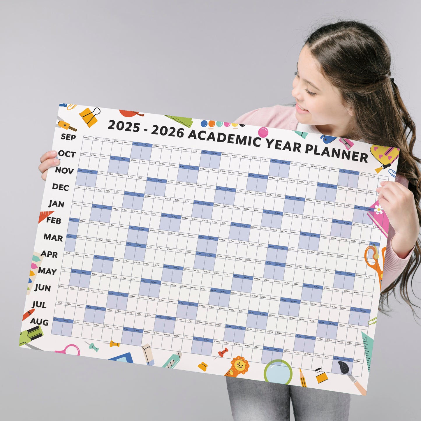 A1 Student Academic Wall Calendar 2025-2026
