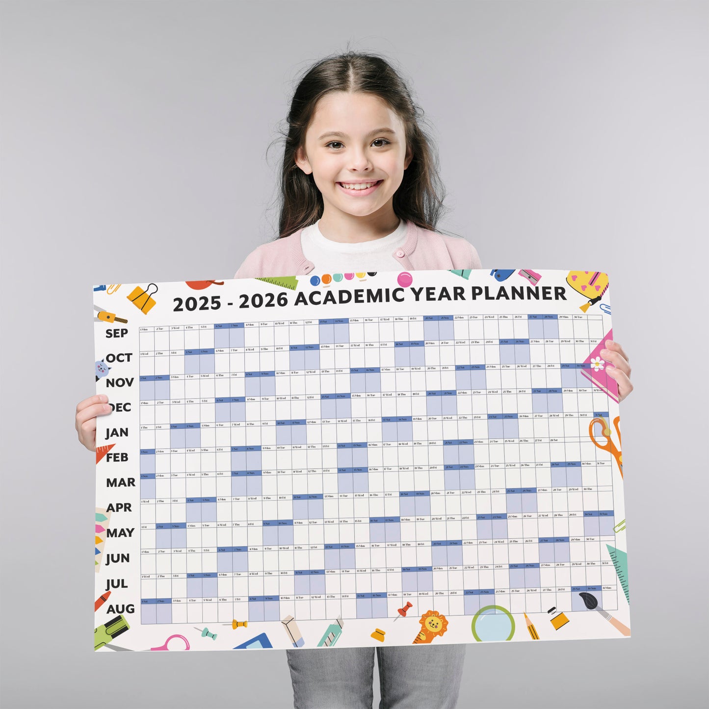 A1 Student Academic Wall Calendar 2025-2026