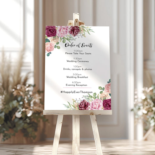BLUSH ROSE Wedding Order of Events