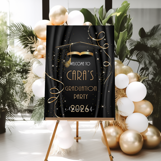 Black and Gold Graduation Party Sign