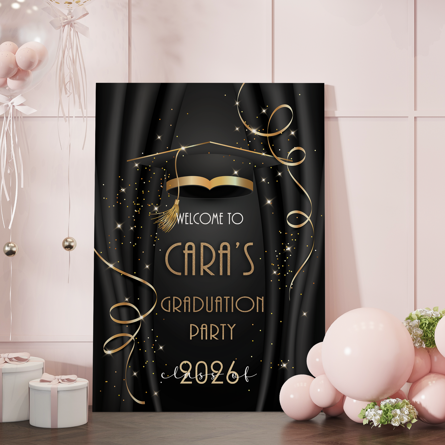 Black and Gold Graduation Party Sign