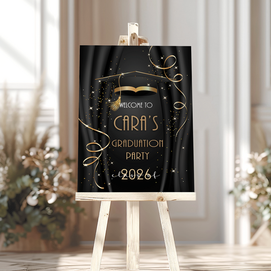 Black and Gold Graduation Party Sign