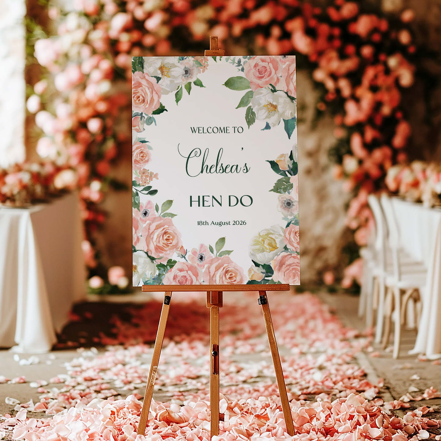 Blush Floral Hen Party Welcome Sign