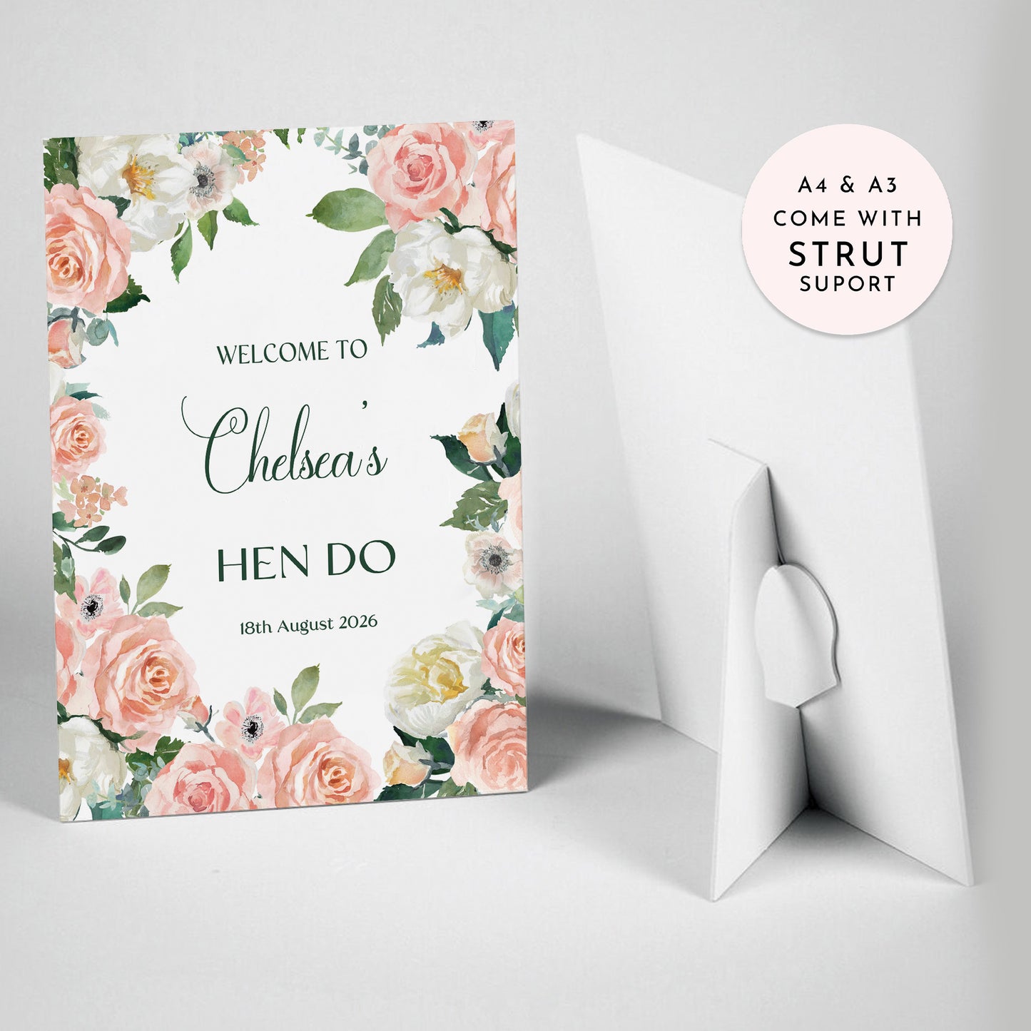 Blush Floral Hen Party Welcome Sign