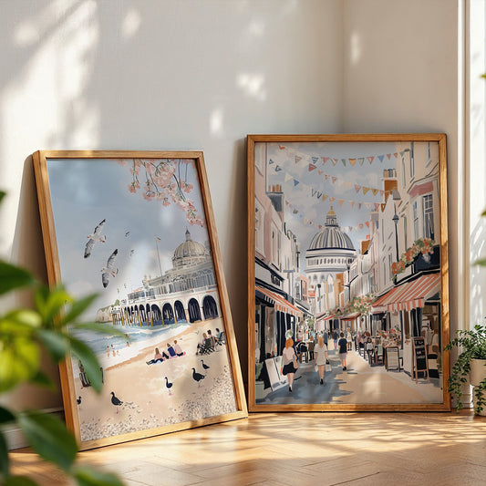 Set Of Two Brighton Posters - Brighton Pier & The Lanes