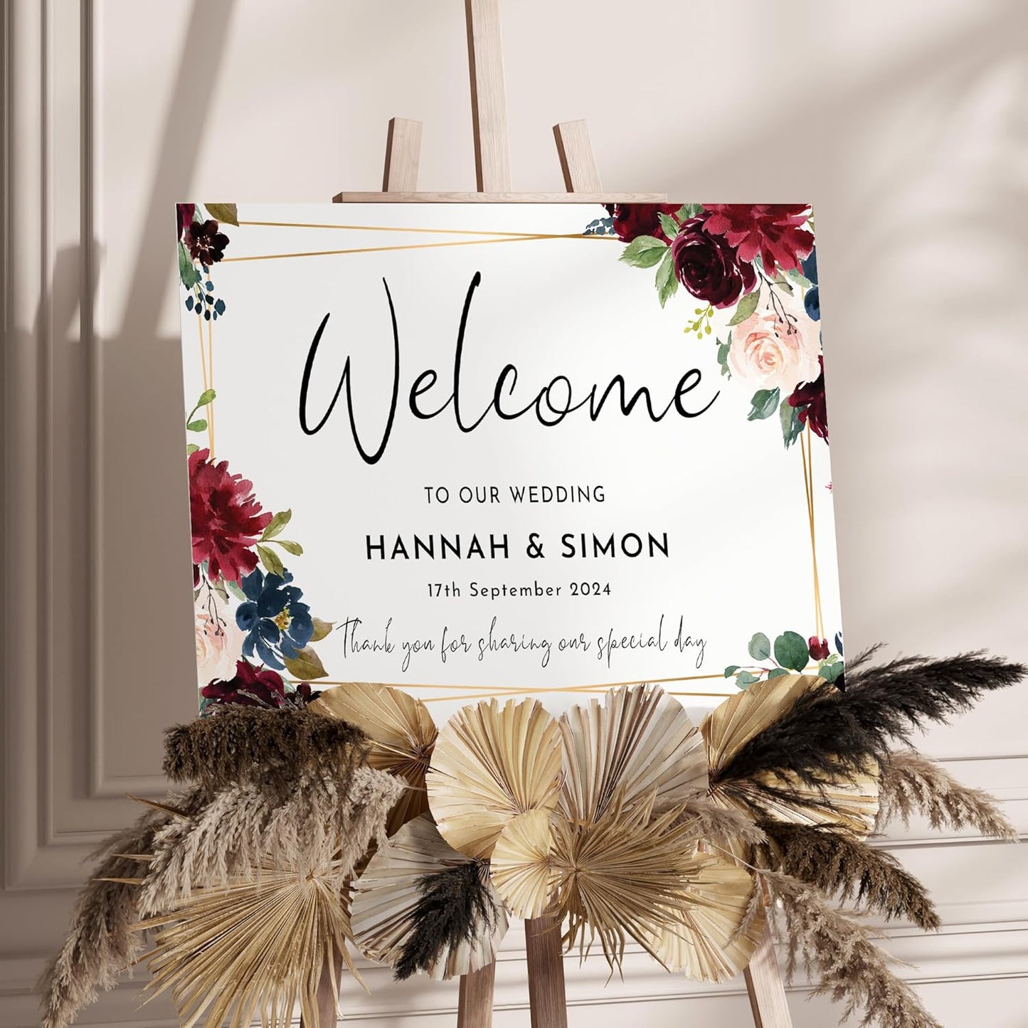 Burgundy Wedding Welcome Sign Landscape