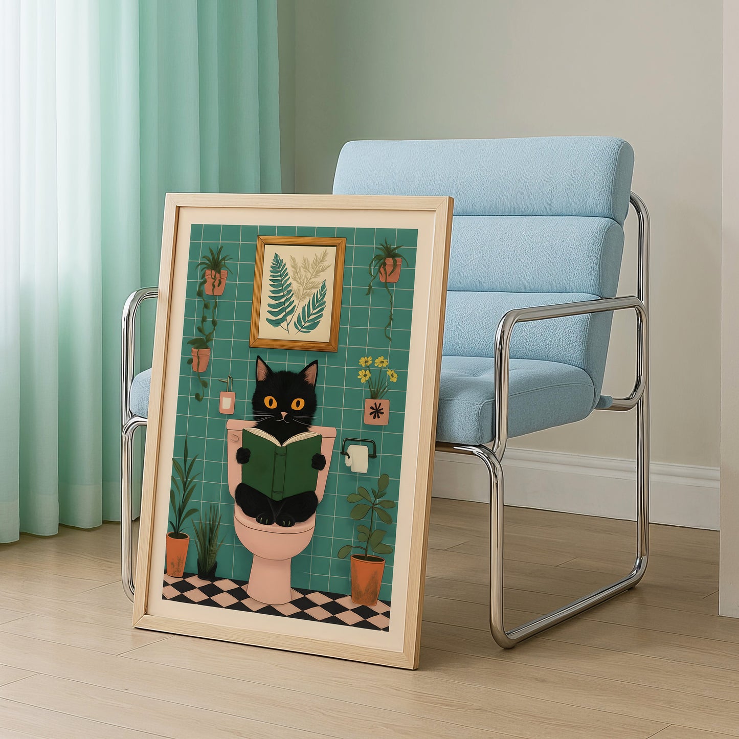 “Cat on the Toilet” – Funny Bathroom Wall Art Print
