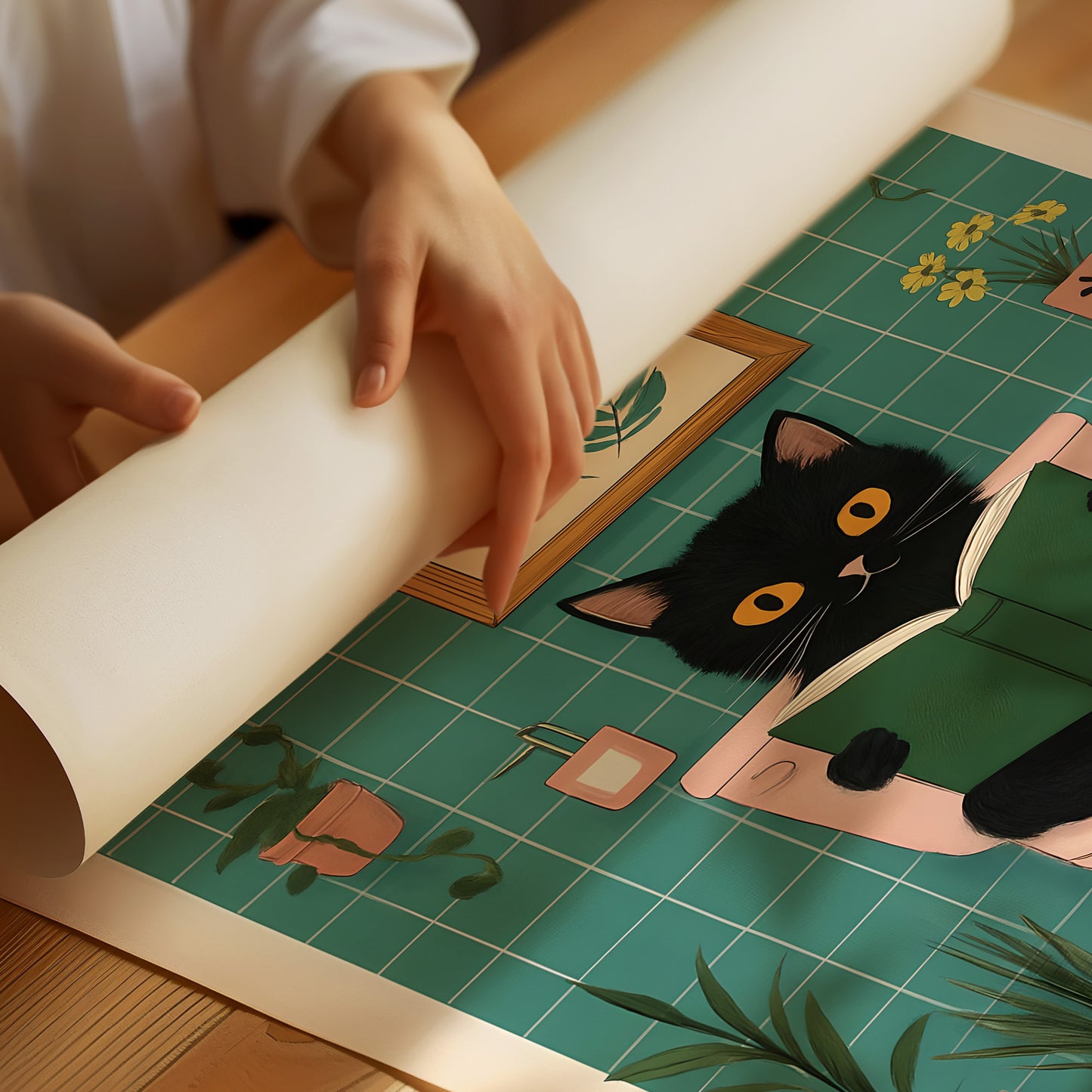 “Cat on the Toilet” – Funny Bathroom Wall Art Print