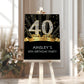 Black and Gold Birthday Party Sign, Any Age