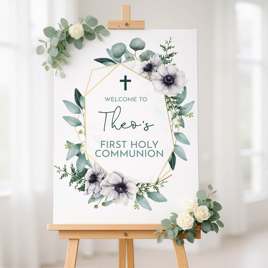 Eucalyptus First Holy Communion Welcome Sign