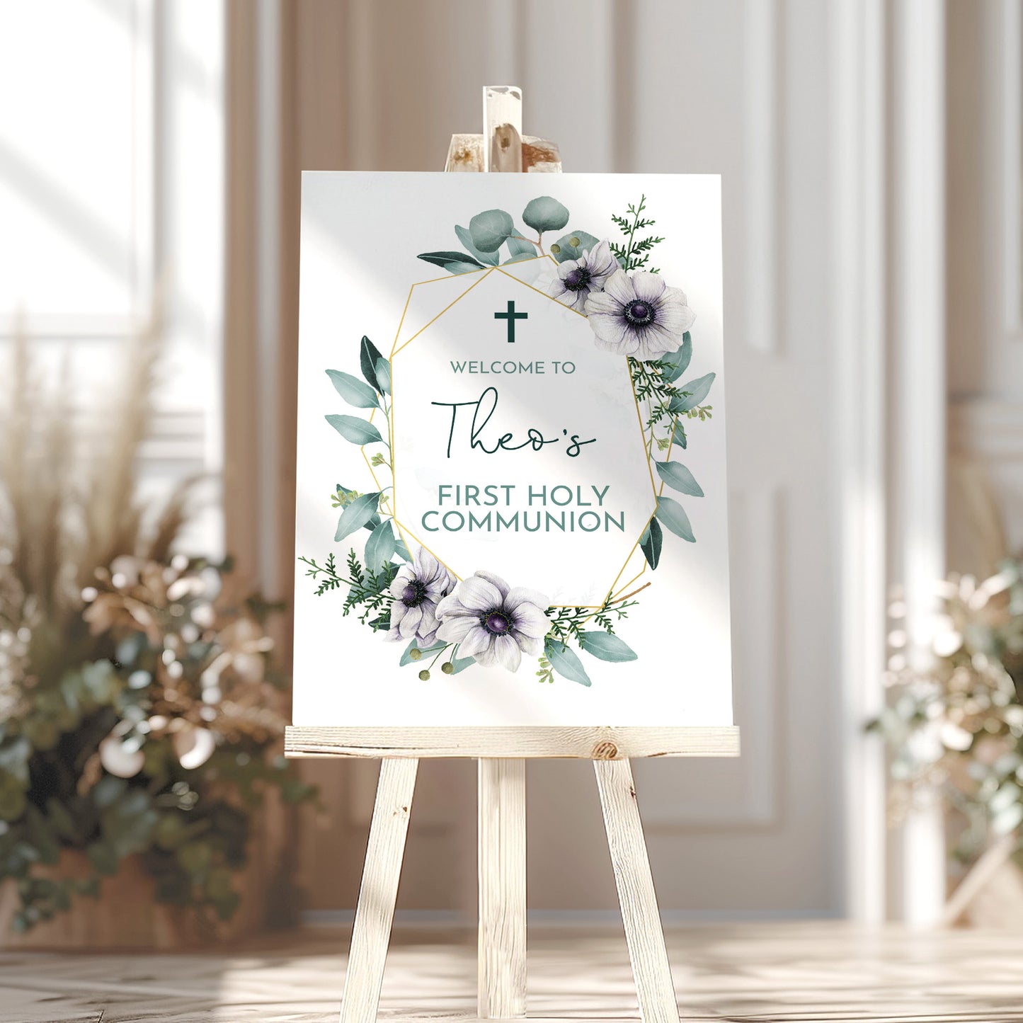 Eucalyptus First Holy Communion Welcome Sign