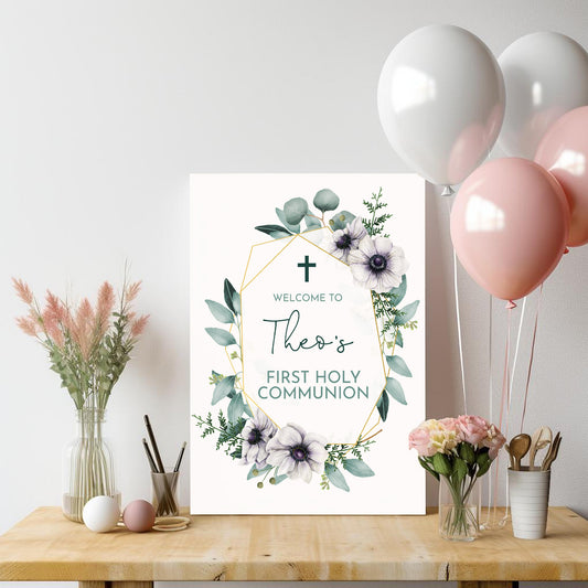 Eucalyptus First Holy Communion Welcome Sign