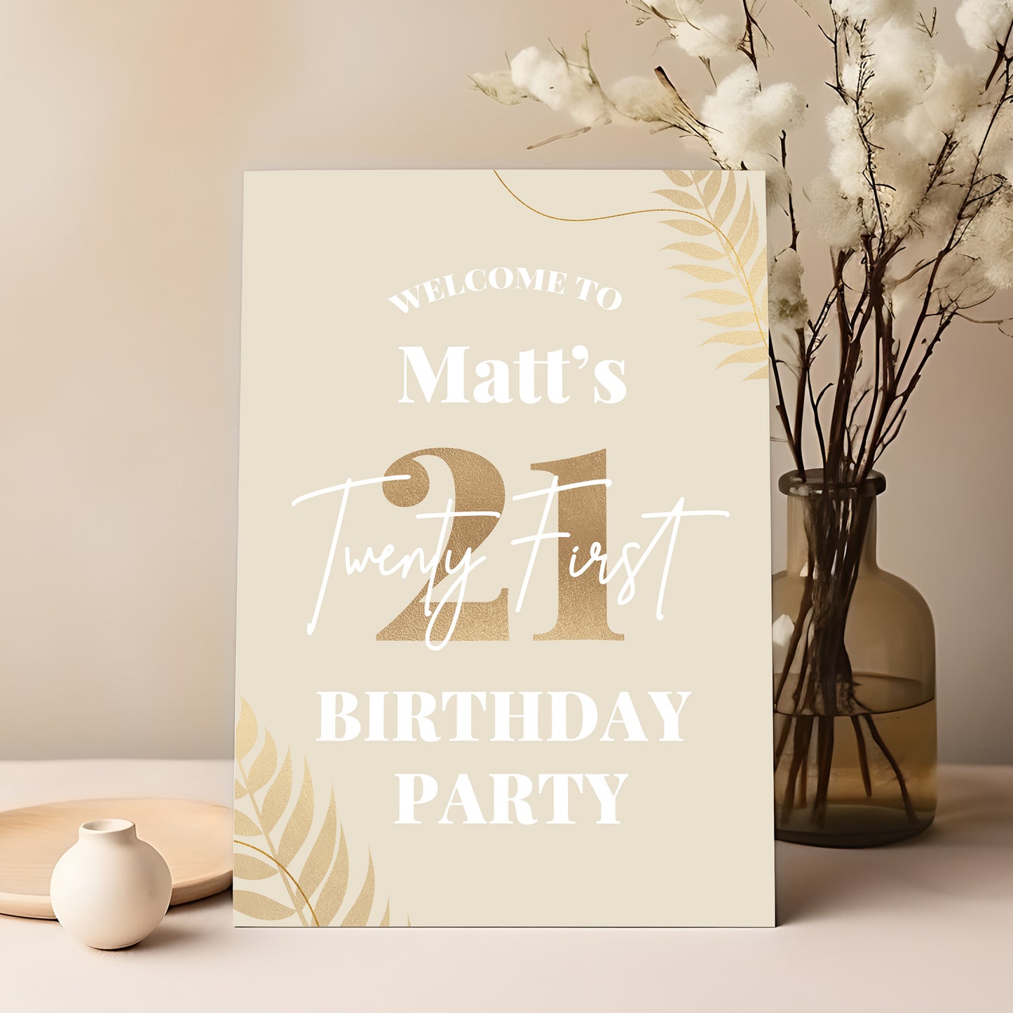 Champagne Gold Birthday Party Welcome Sign