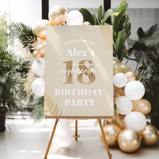 Champagne Gold Birthday Party Welcome Sign