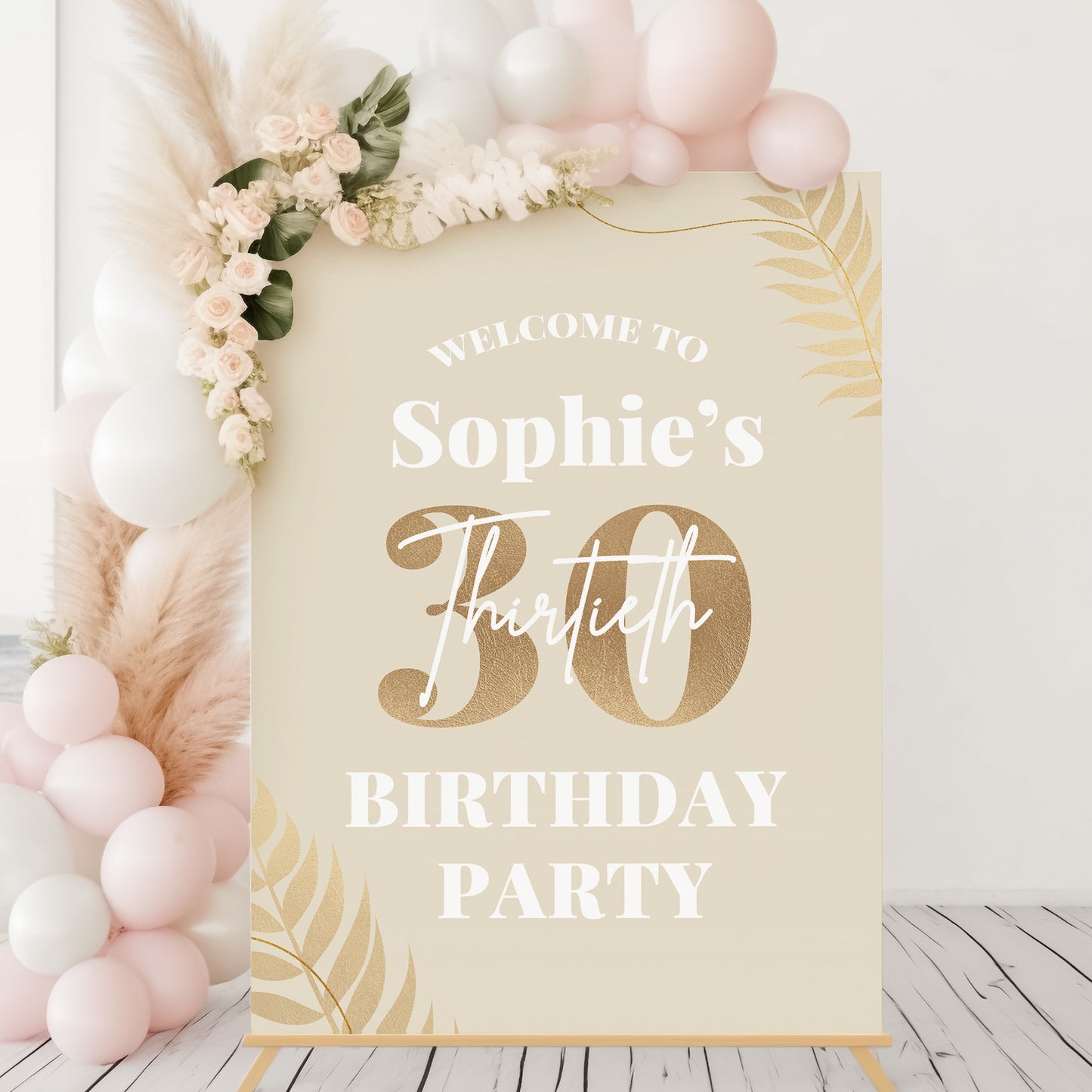 Champagne Gold Birthday Party Welcome Sign