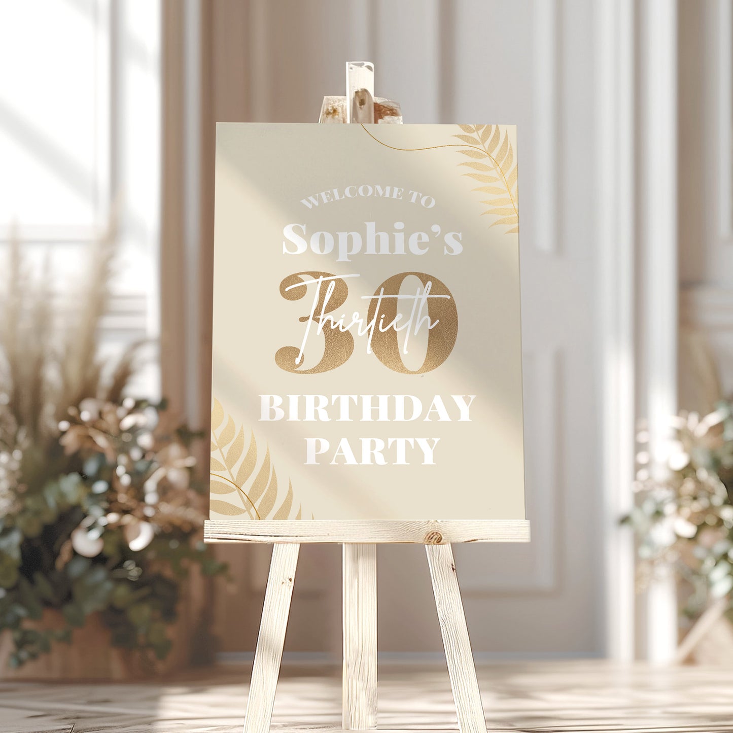 Champagne Gold Birthday Party Welcome Sign
