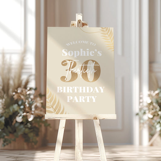 Champagne Gold Birthday Party Welcome Sign