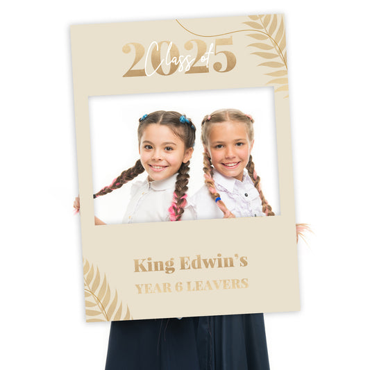 Gold School Leavers Selfie Frame and Party Sign