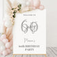 White and Grey Birthday Party Welcome Sign, Any Age