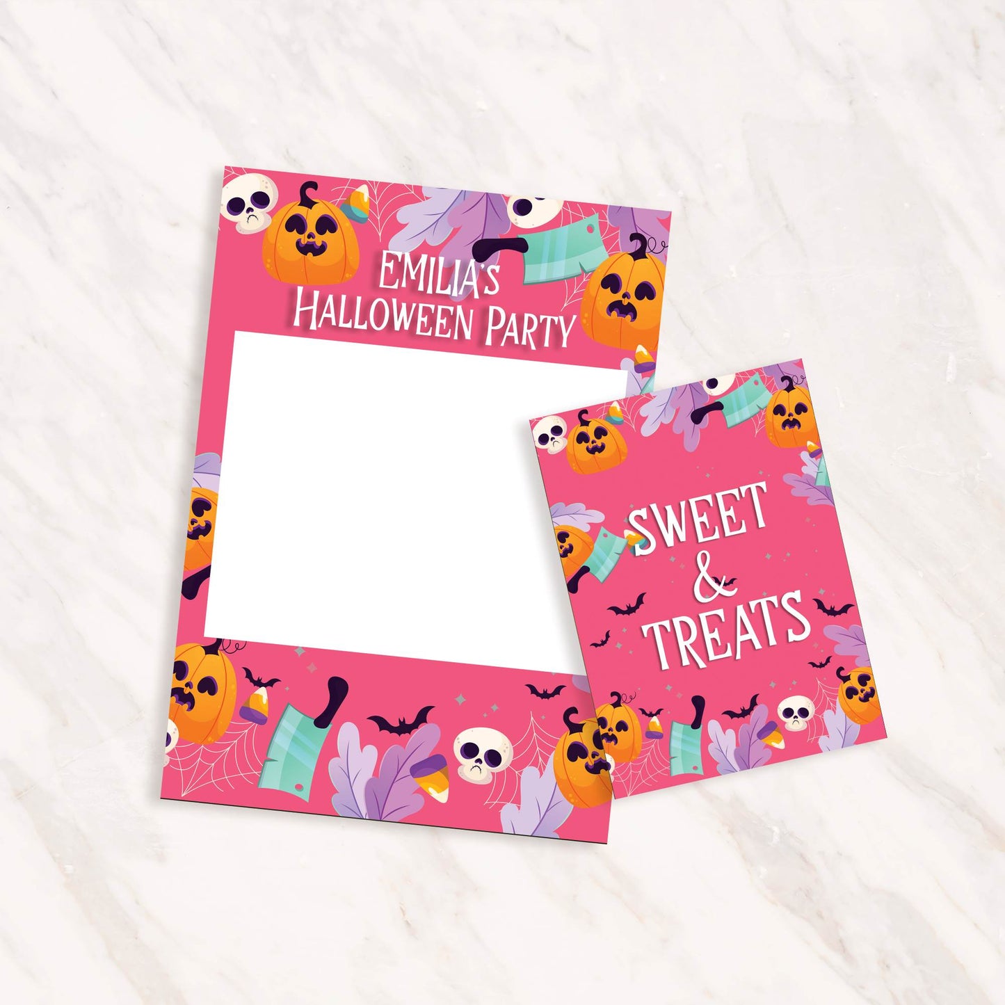 Pink Halloween Selfie Frame and Party Sign