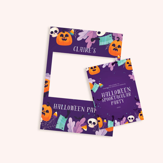 Pumpkin and Skulls Halloween Selfie Frame and Party Sign