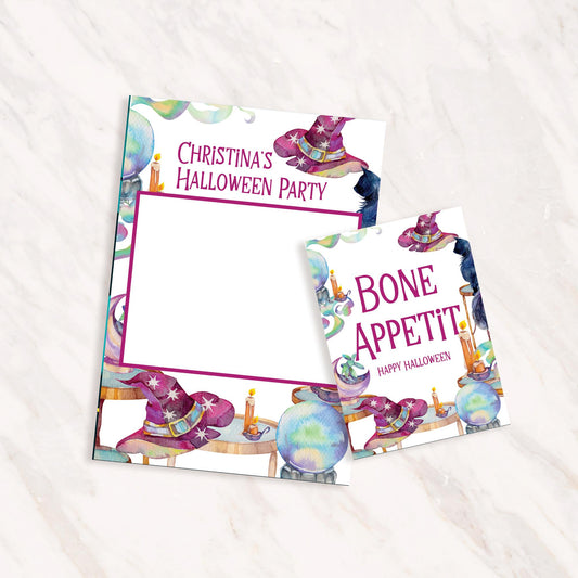 Witches & Wizards Halloween Selfie Frame and Party Sign