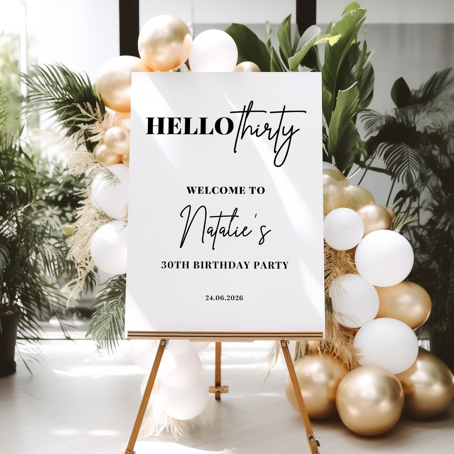 Hello Thirty Birthday Party Sign
