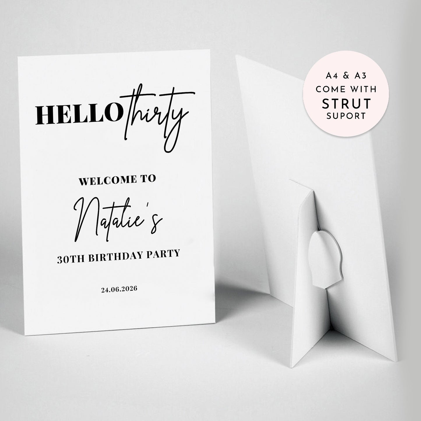 Hello Thirty Birthday Party Sign