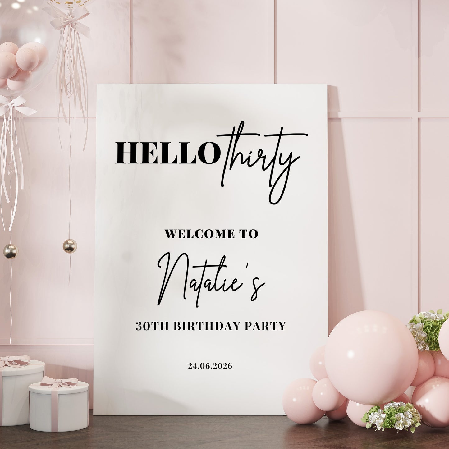 Hello Thirty Birthday Party Sign